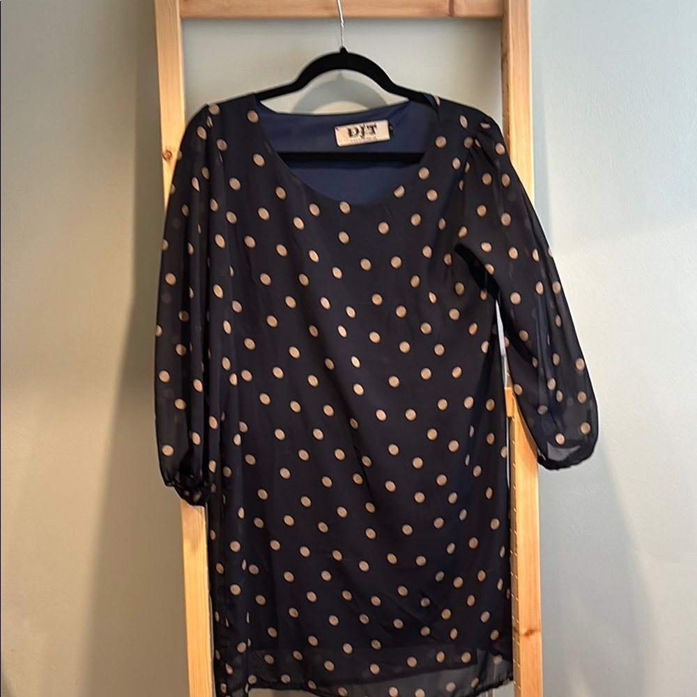 Blue Boxy 3/4 Sleeve Blouse